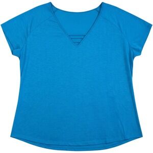 Avenue Womens Blue Slub Knit V-Neck Strappy Cap Sleeve Top Plus Size 30/32